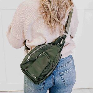 Brand New Pretty Simple Olive Green Savannah Sling Bag